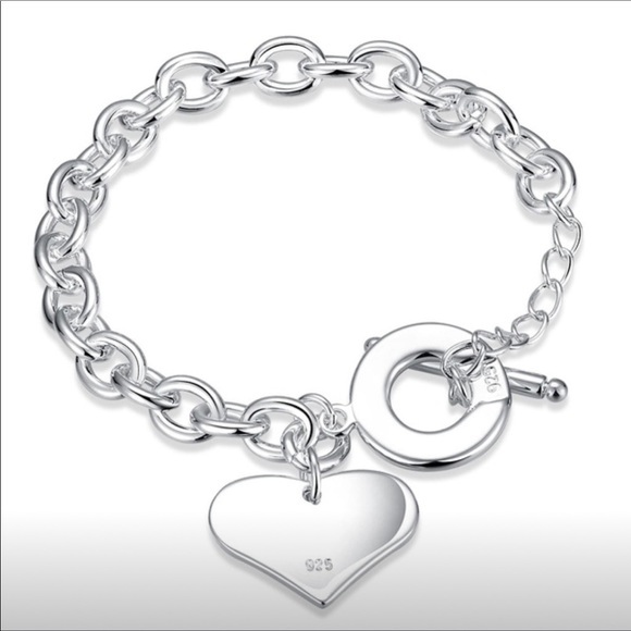 Double heart Silver 8” link bracelet - Picture 2 of 5